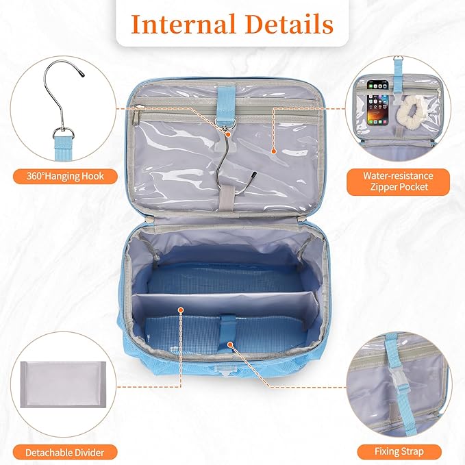 CUBETASTIC Shower Caddy Portable Mesh Shower Tote for Bathroom, Gym, Travel, Camping - Quick Dry Hanging Organizer Toiletry Bag with Handle for College Dorm Room, Men & Women (A# Blue, 9.8")