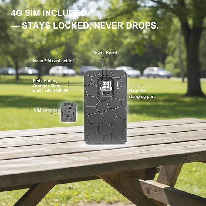 4G LTE GPS Tracker for Vehicles - Real-Time Tracking, Geo-Fence Alerts, IP67 Waterproof - Magnetic Hidden Tracker Device with 90-Day Playback, SOS (USA/Canada Coverage, Subscription Required)
