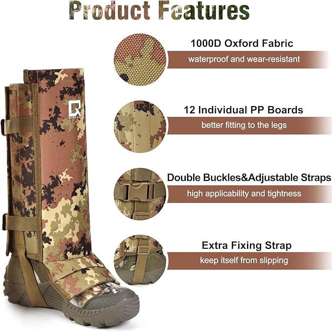 Snake Guards Snake Bite Protection for Lower Legs Snake Gaiters Leggings Fit for Men & Women Waterproof Snake Guards for Legs Snake Bite Protection for Hunting Hiking Thorns Branches Hard Rocks
