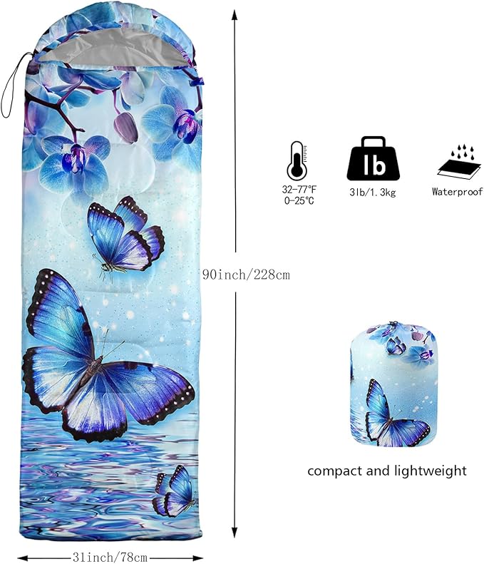 QOOMO Camping Sleeping Bags,3 Season Warm & Cool Weather,Lightweight,Waterproof Sleeping Bags for Adults & Kids,Traveling,and Outdoors,Camping Gear Equipment