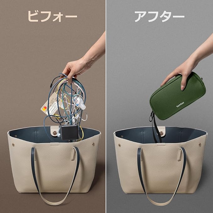 tomtoc Electronics Organizer Travel Case, Water Resistant Travel Bag Cable Organizer for Essentials, Tech Pouch Accessories Carry Storage for Cord, Phone, Cables, Airpods, USB Flash Drive, Daily Items