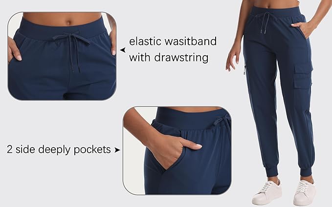 Women's Hiking Pants with Pockets Water Resistant Lightweight Quick Dry Cargo Pants for Travel Outdoor