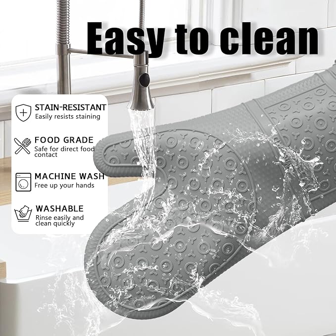 Oven Mitts with Heat-Resistant Hot Pads and Five Silicone Spatulas Designed for Kitchen Baking Cooking, Oven Glove Soft Cotton Lining, Waterproof, BPA-Free (Grey, 15.7)