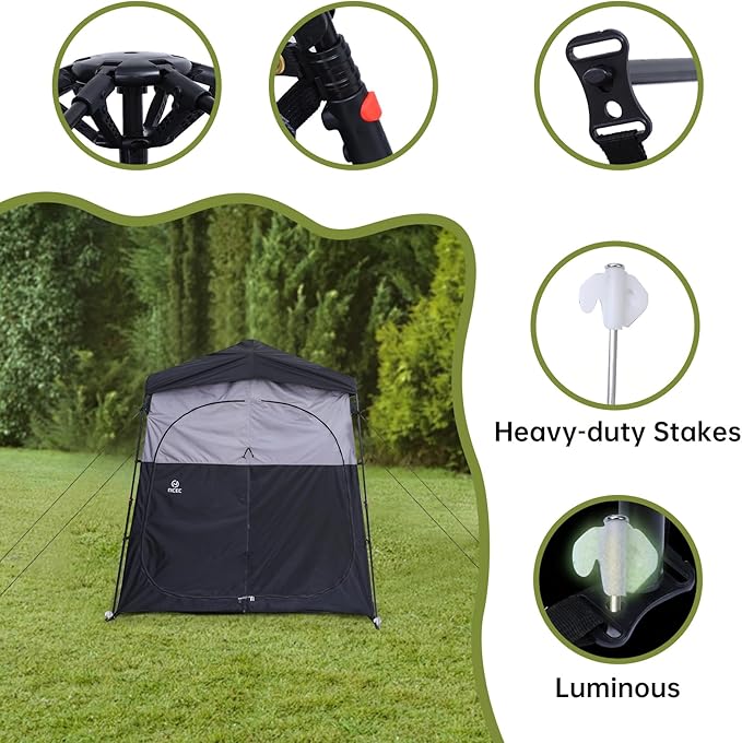Nice C Camping Shower Tent, Instant Pop Up Changing Tent, Privacy Tent, Outdoor Shower Enclosure, Toilet Tent, Oversize (2 Room)