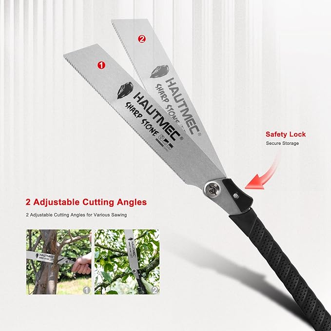 HAUTMEC Folding Japanese Pull Saw, 9-Inch Hand Wood Saw with SK5 Blade, 17TPI Sharp Trapezoid Teeth, Dual Cutting Angle, Pro Handsaw for Fine & Fast Cuts – HT0312