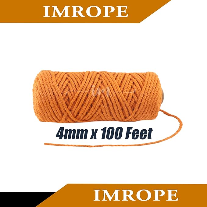 4mm x 100 Feet Orange Jute Rope, Twine for Gardening Tomato Climbing Plant Tie Floristry Crafts Gift Wrapping Packing Decor