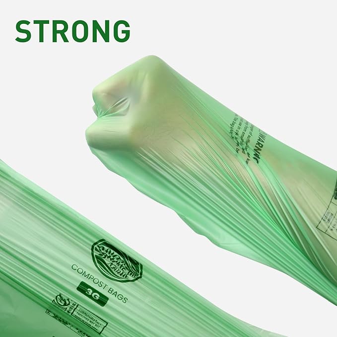 RAYTID 13 + Gallon Compostable Trash Bags,70 Count, Extra Thick 1.1 Mil, Tall Kitchen Food Scrap Waste Bag, ASTM D6400, US BPI and OK Compost Home Certified