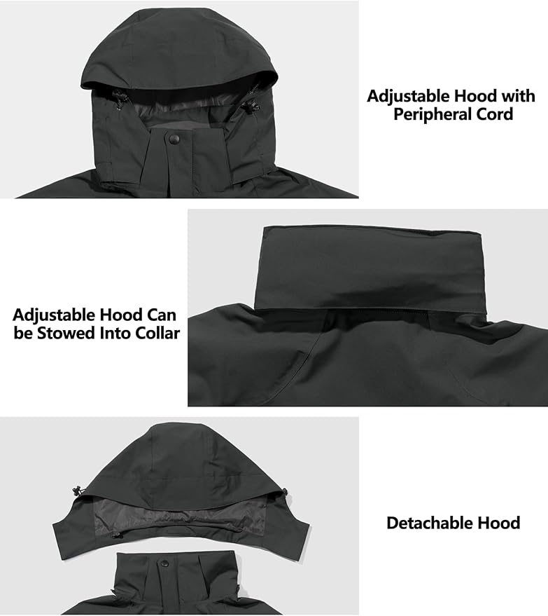 Little Donkey Andy Men's Waterproof Rain Jacket Outdoor Lightweight Hooded Raincoat for Hiking Golf Travel Fishing