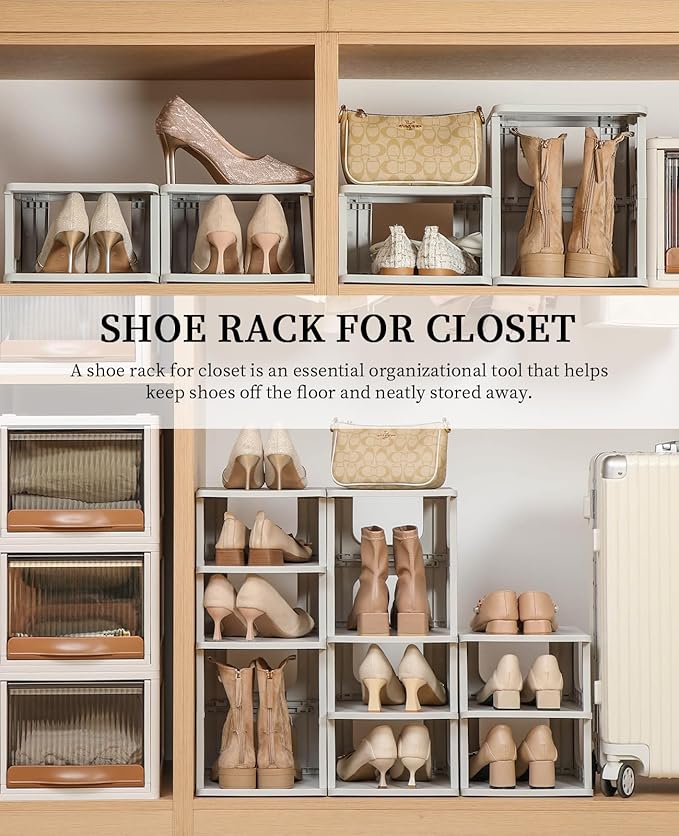 HAIXIN 5-Tier Shoe Rack - Durable Space Saving Shoe Storage Stand for Closet, Entryway, Hallway, Dorm, Bathroom - Grey