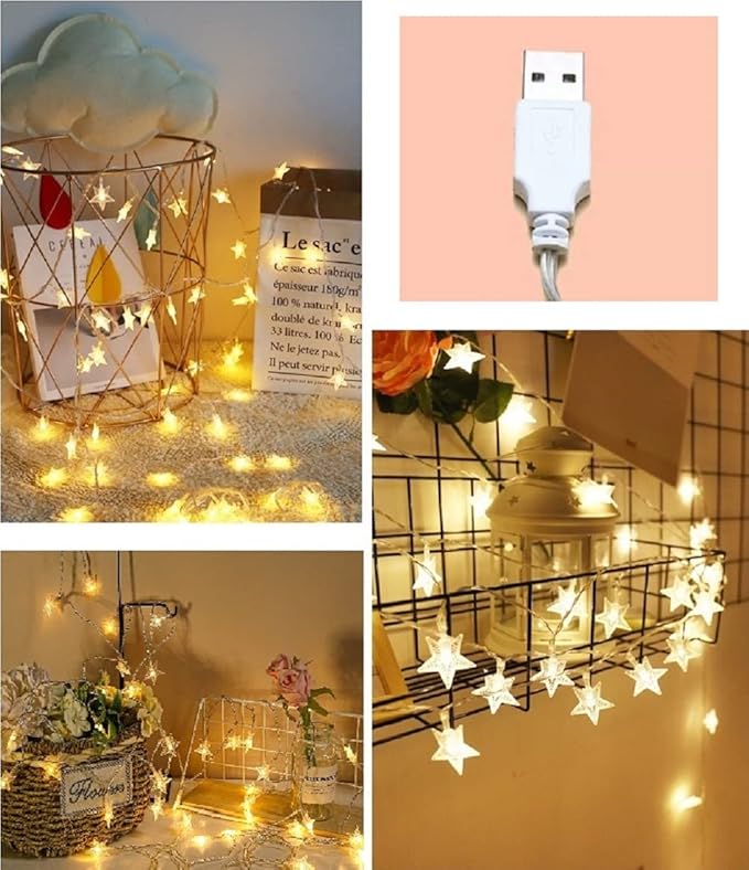 Star String Lights, Merdeco 20ft 40 LED USB Powered Star String Lights Warm White Fairy Lights for Birthday Party Wedding Christmas Home Decoration