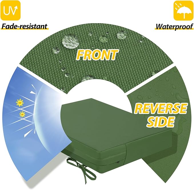AAAAAcessories Outdoor Seat Cushions for Chairs, Waterproof, Fade-Resistant Patio Furniture Replacement Cushions, 20" x 18" x 3", Set of 2, Dark Moss Green