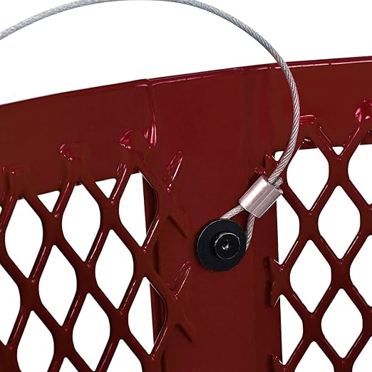 Global Industrial 36 Gallon Outdoor Steel Trash Can with Dome Lid and Raised Base, Plastic Liner and Anchor Kit Included, 23-1/2" Diameter x 43" H, Powder Coat Finish, Unassembled, Red