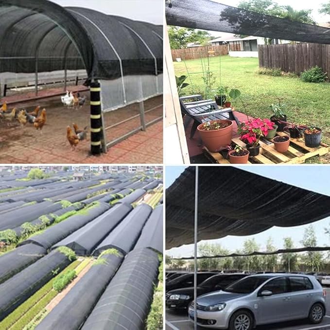 90% Black Shade Cloth,Durable Mesh Tarp with Grommets, Resistant Garden Sun Shade Netting with Taped Edge for Plant Cover, Greenhouse, Patio, Tomatoes, Chicken Coop, Barn Kennel