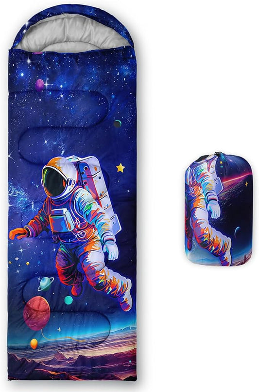 Axolotl Gamepad Sleeping Bag,3 Season Warm and Cool Weather Game Console Sleeping Bag for Boys Teens,Waterproof Lightweight Geometry Hexagonal Sleeping Bag for Traveling,Outdoors Camping,Blue,Black