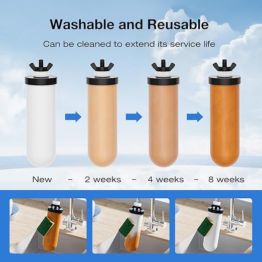 Purewell 8-Stage Gravity Fed Water Filter System, 2.25 Gallon Stainless Steel Countertop System with 4 Filters, Metal Water Level Spigot and Stand, Reduce Fluoride and Chlorine, PW-OBT-CF