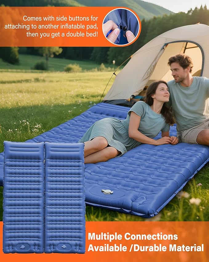 A2C Camping Sleeping Pad, Ultralight Inflatable Sleeping Pads with Built-in Foot Pump & Pillow, Compact Camping Mattress for Backpacking, Hiking, and Traveling