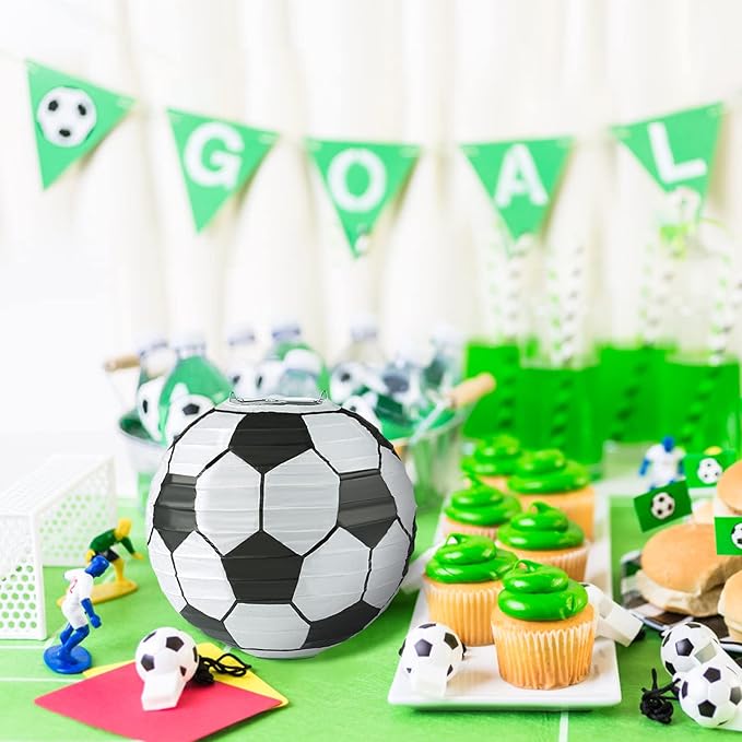 10 Inch Soccer Paper Lanterns Sports Soccer Themed Birthday Party Decorations Supplies Party Favors - Pack of 5
