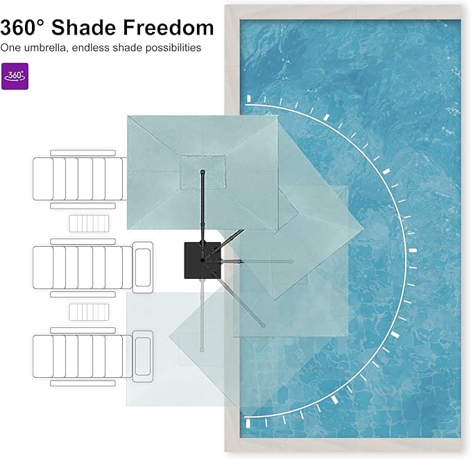 PURPLE LEAF 10' X 13' Rectangle Patio Umbrella Outdoor Large Aluminum Cantilever Umbrella with 3-Year Fade Resistance Recycled Fabric and 360-degree Rotation for Deck Pool Garden, Mint Green