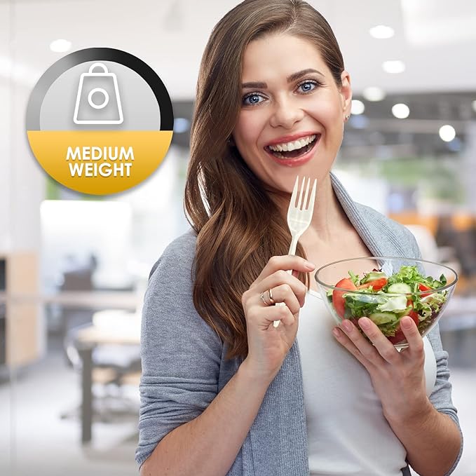 PAMI Plastic Forks 1000 Count Bulk Pack Medium Weight Disposable Utensils for Parties Catering Takeout & More Sturdy Cutlery (Forks Forks White)