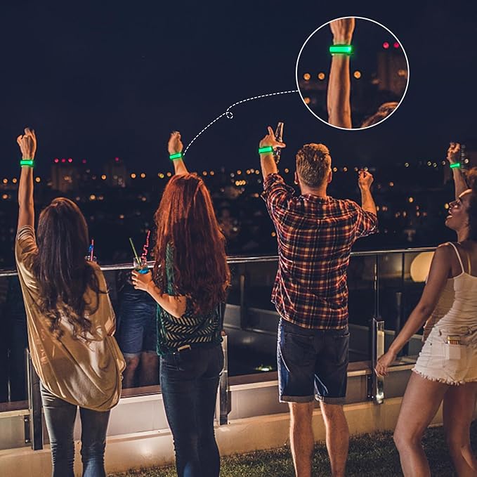 8 Pack LED Bracelets Light Up Wristbands,Glow Flashing Wristbands Glow in The Dark Party Supplies for Party, Festivals, Sports, Camping,Night Events (Green)