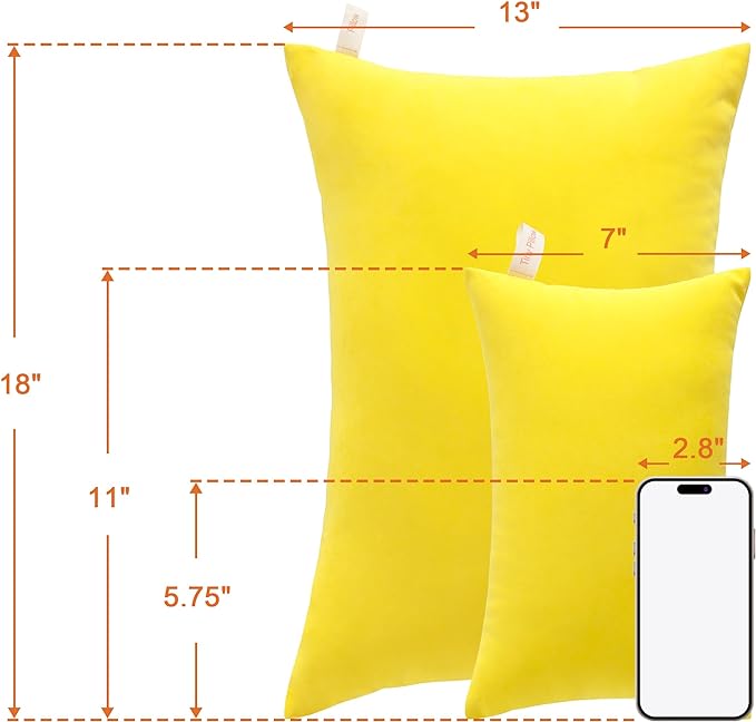 NTBAY Tiny Pillows, Down Alternative 7"x11" Microfiber Mini Pillows for Travel, Pets, Soft Machine Washable Small Pillow for Neck, Wrist, Lumbar and Knee, Yellow