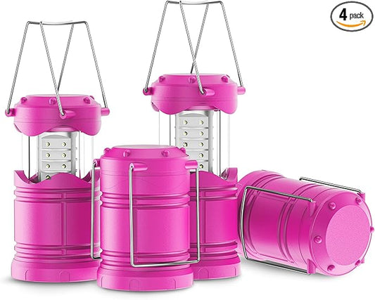 Lichamp 4 Pack LED Camping Lanterns, Battery Powered Camping Lights LED Collapsible Flashlight Portable Emergency Supplies Kit, A4PK