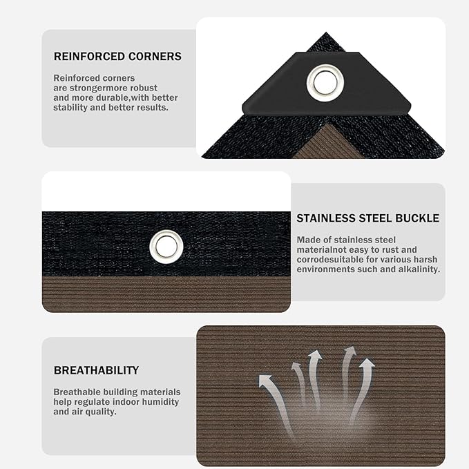 Mocha Sun Shade Cloth,Pergola Shade Cover with Reinforced Grommets,90% Shade Fabric Fence Privacy Screen Balcony,Pergola Shade Cover Canopy Garden Carport Porch Deck Patio Shade Cover,10x10FT