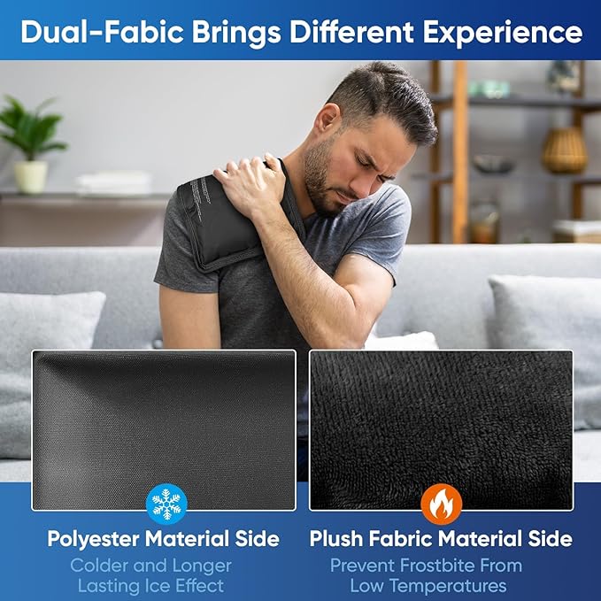 APEXUP Gel Ice Packs for Injuries Reusable, Flexible Double Sided Cold Packs for Injuries, Ice Pack for Knee, Shoulder, Back, Hip, Leg, Arm (Black, S, 1PK)