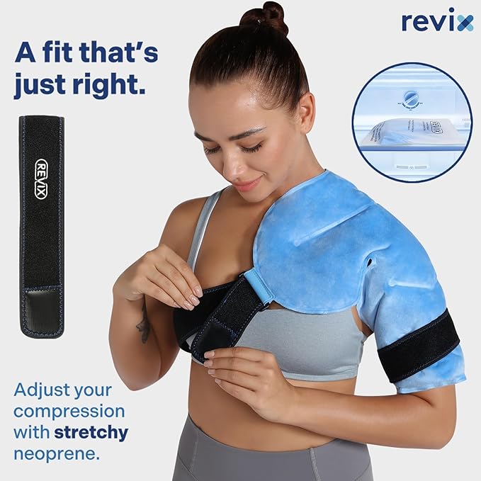 REVIX Shoulder Ice Pack for Rotator Cuff Cold Therapy, Arm Gel Ice Pack for Injuries Reusable, Flexible Cold Compression Wrap for Post-Workout Recovery, Fatigue and Shoulder Discomfort, Blue