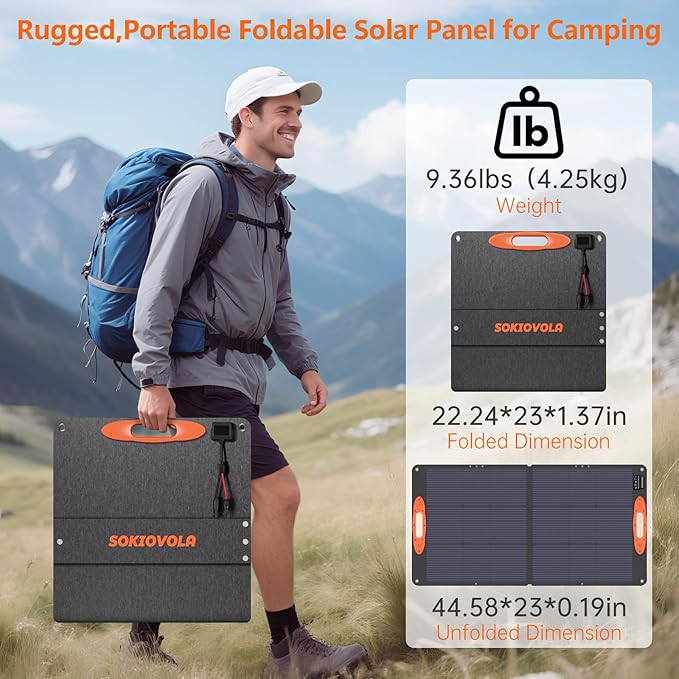 N-Type 16BB 110W Portable Solar Panel for EF/Jackery/Bluetti/Anker Power Station, 25% High Efficiency ETFE Foldable Solar Panel Charger IP68 Waterproof for Outdoor Camping RV