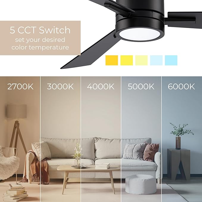 Bali Smart 3-Blade 42in Ceiling Fan 2700K-6000K CCT Selectable LED Light Kit with Remote Control and Black Hardware with Reversible Blades in Weathered Wood or Black Works With iOS or Android App