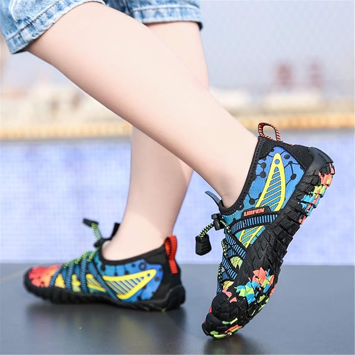UBFEN Water Shoes for Kids Boys Girls Aqua Socks Barefoot Beach Sports Swim Pool Quick Dry Lightweight Toddler Little Big Kid