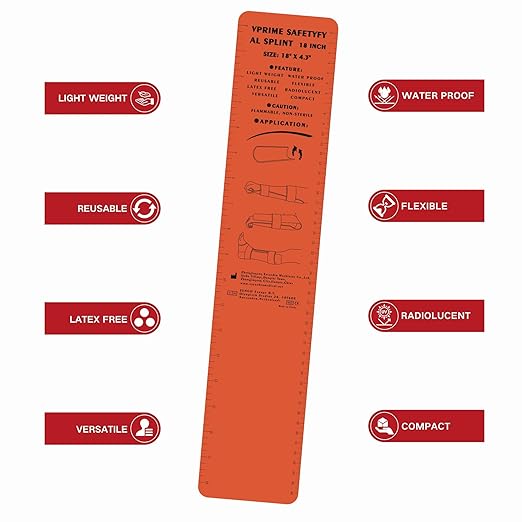 First Aid Splint 36" X 4.3" Orange -Waterproof First Aid Medical Tactical Field Splint For Bone Fracture Treatment (4, Splint Bundle)