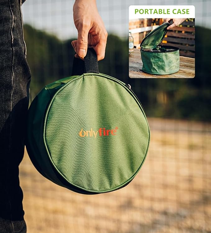 ONLYFIRE Portable Camping Gas Stove with Storage Bag & Foldable Brackets, 5 Burners Camp Stove 3 Fuels Adapters, Propane Stove for Outdoor Cooking Picnic Camping Backpacking Hiking, Green GS344