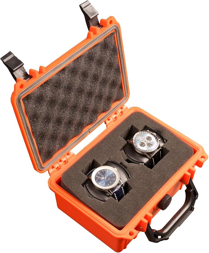 MEIJIA Portable All Weather IP67 Waterproof Protective Case, Hard Case,Camera Case With Customizable Foam,Fit Use of Drones, Cameras,Equipments, 8.12”x6.56”x 3.56” (Orange)