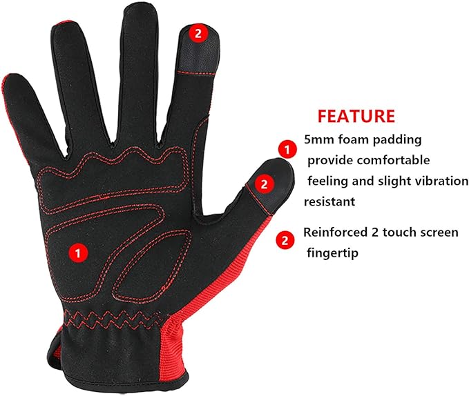 DULFINE High Performance Work Gloves For Men(12 Pairs Pack), High Dexterity Touch Screen For Multipurpose,Excellent Grip (Extra Large)