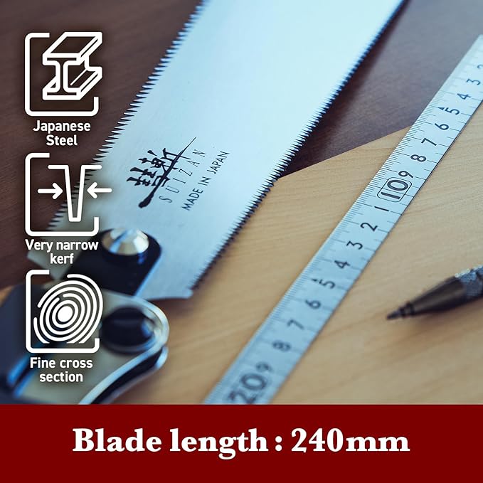 SUIZAN Folding Ryoba Double Edge Saw 9.5" - Professional Japanese Pullsaw Handsaw Woodworking Tools
