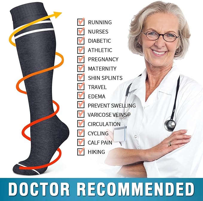 6 Pack Copper Compression Socks for Women and Men Circulation-Best Support for Medical, Running,Nursing,Athletic