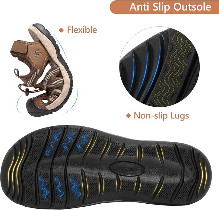 CAMELSPORTS Men's Hiking Sandals Closed Toe Outdoor Beach Sandal Waterproof Sport Fisherman Sandals Water Shoes