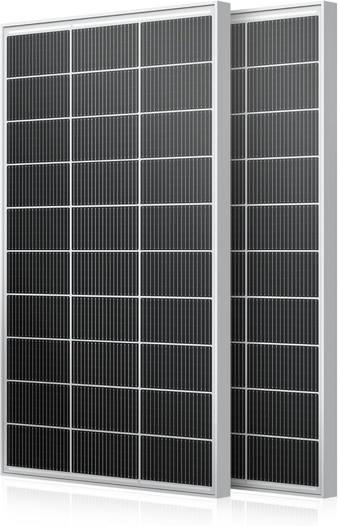 200 Watt Solar Panel 18BB N-Type 200w Solar Panel 12V 24.3% High Efficiency Monocrystalline PV Module for RV Camper Marine Home Rooftop Power Station Off-Grid Systems (200w*2)
