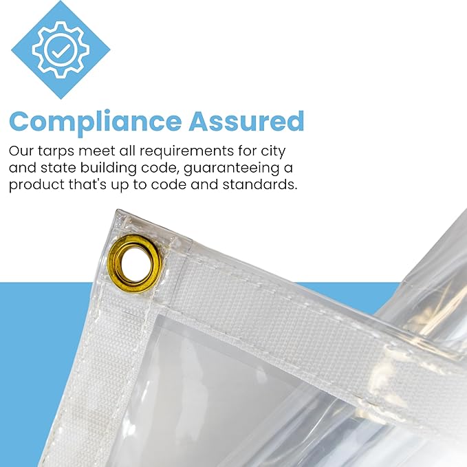 24mil Clear PVC Vinyl Heavy Duty Tarp Enclosure Panel - True Size, UV Protection, Tear Resistant, Waterproof Tarp with Arctic Flexibility 8x10