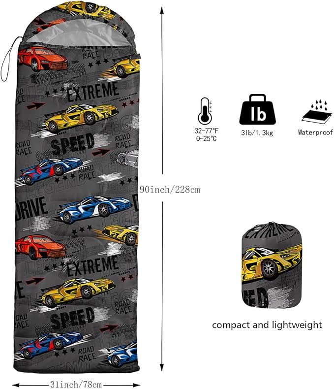 Print sleeping bag,sleeping bags,Outdoor Camping Sleeping Bag，Suitable For Children Boys And Girls Portable,Waterproof,Compact And Lightweight,Great For Outdoor Camping,Backpacking And Hiking