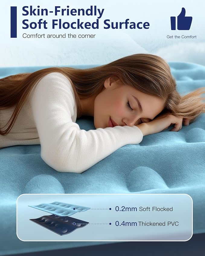 Queen Air Mattress with Built in Pump 13" Blow Up Mattress Raised Air Bed, 3 Mins Quick Self Inflatable with Storage Bag for Guest and Home