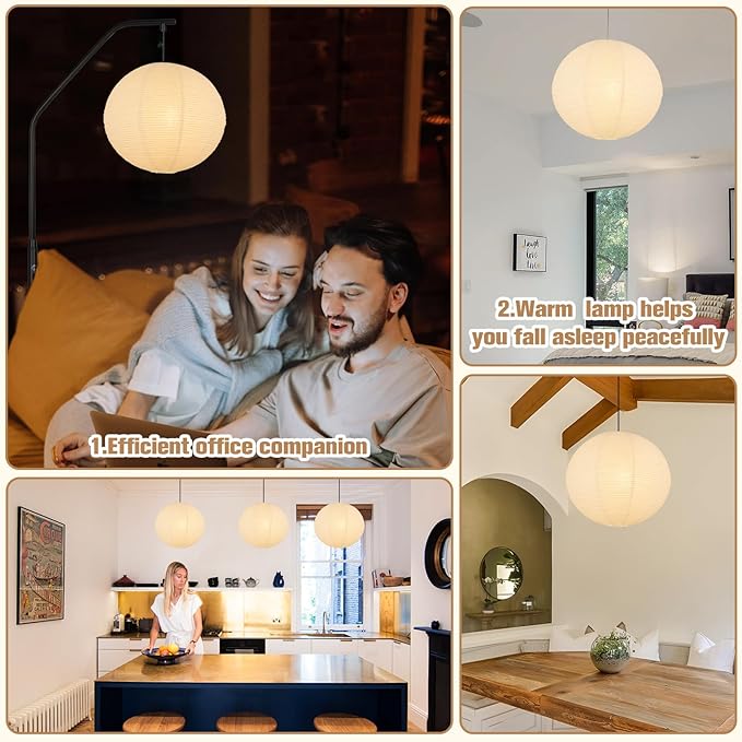 White Paper Lamp Shade, 12''x12'' Small Chinses Paper Lantern Pendant Light Shade,Round Lanpshade Home Decor Ceiling Lampshade, Foldable Lampshade