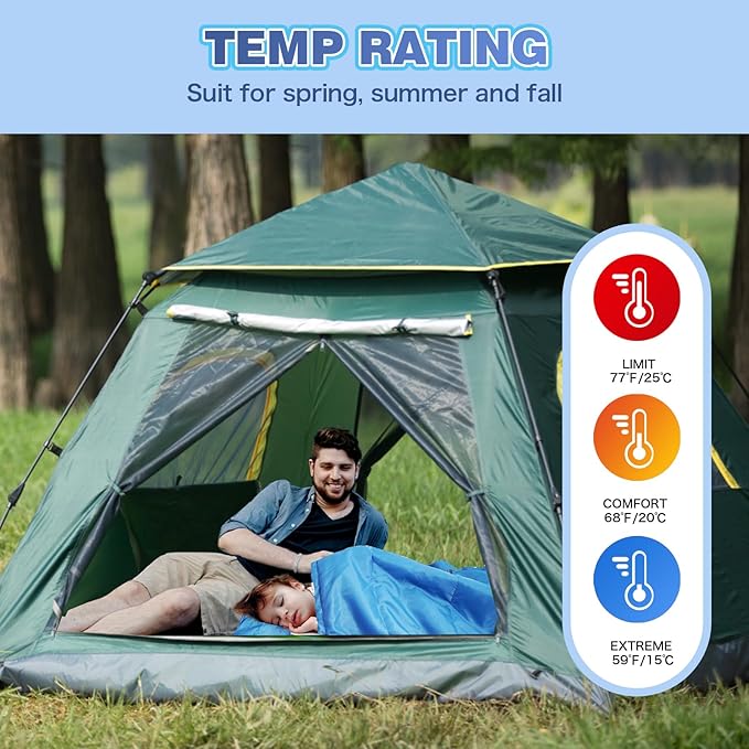 REDCAMP Kids Mummy Ultra Lightweight Sleeping Bag for Backpacking, Comfort for Warm Weather, with Compression Sack