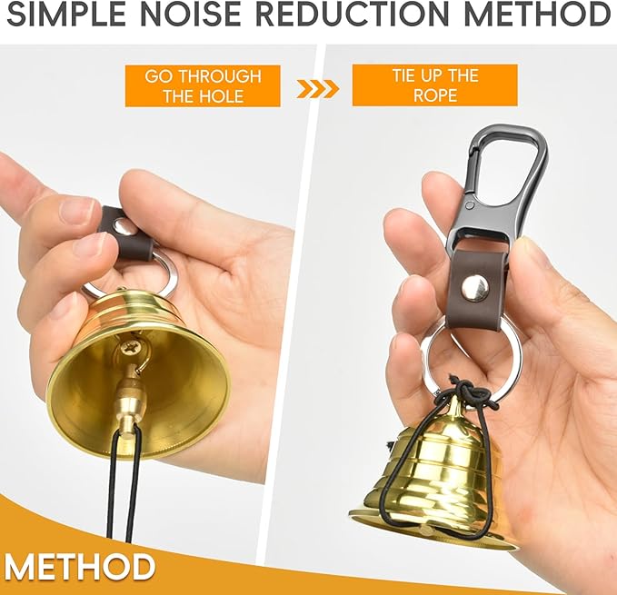 NedFoss Loud Bear Bell Set to Scare Bears, Hiking Essentials for Women, Emergency Whistle and Bear Bells for Hiking, Camping, Biking, Solid Brass Bear Deterrent Hiking Gear Gifts