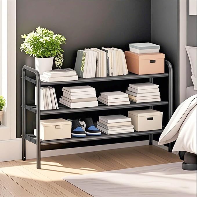 KANAV Expandable Shoe Rack Organizer – 3-Tier Shoe Shelf for Closet, Entryway & Front Door – Space-Saving Shoe Storage Solution