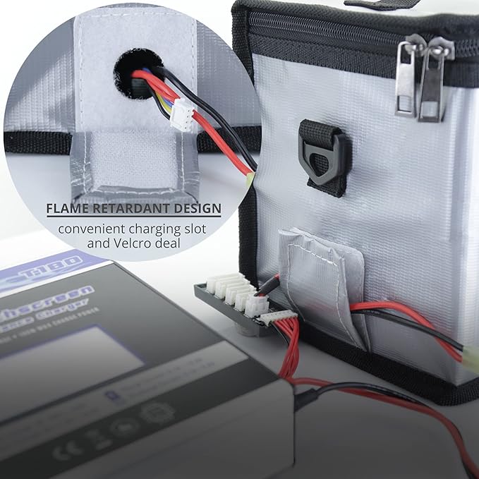 Tenergy Fire Retardant Lipo Zipper Bag for Charging and Storing Lipo Battery Packs, 8.5 x 6.5 x 5.7inch