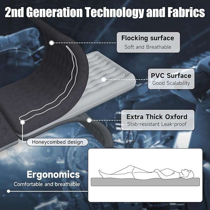 Car Air Mattress, Inflatable SUV Truck Air Mattress Back Seat Camping Bed Thickened Car Sleeping Pad for Travel, Car Bed SUV Mattress with Air Pump 2 Pillows