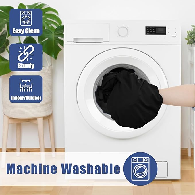 Spandex Picnic Table Cloth 2 Pack, Elastic Fitted Tablecloths for 6 Foot Rectangle Tables, Stretch Washable Patio Table Cover for Outdoor, Camping, Banquet and Parties (Black, 30"x72")